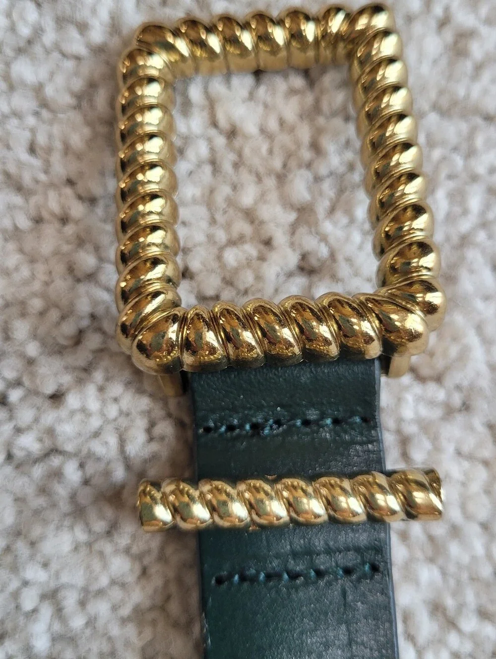 J. Crew Green Genuine Italian Leather Belt with Gold Buckle Size S - Picture 5 of 8